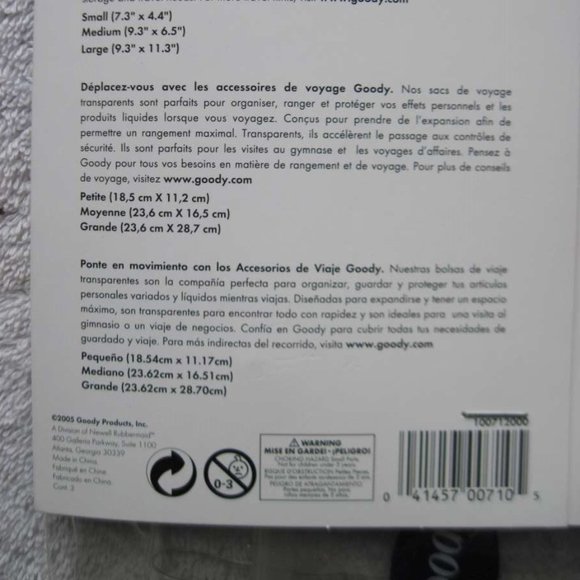 3 Pack Goody Clear Travel Pouch Set Different Sizes Carry Organize Store Protect - Picture 10 of 10